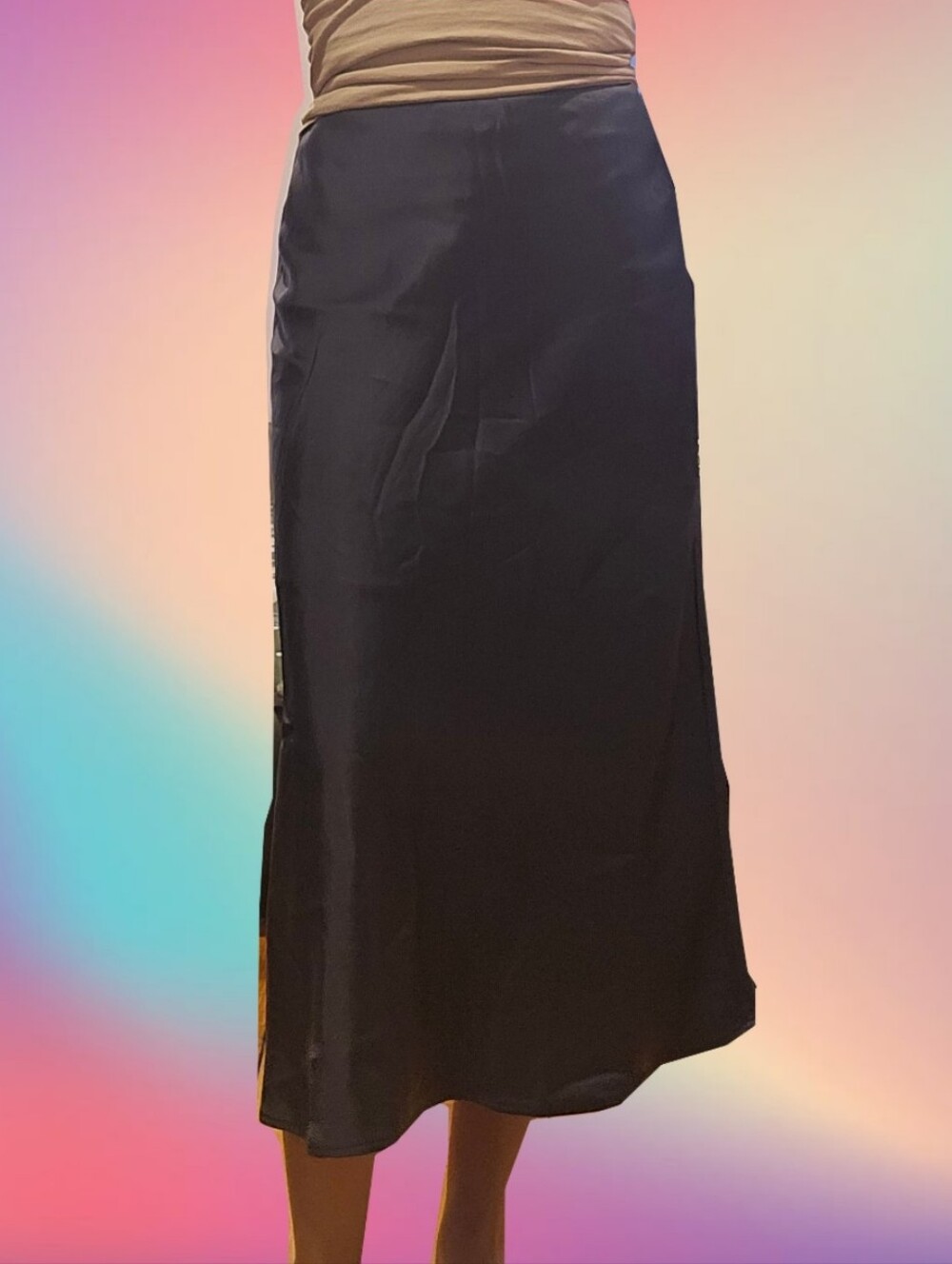 Gu Dark Blue Satin Look Skirt